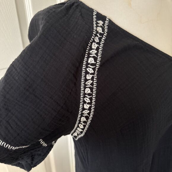 Old Navy Womens Boho Black Maxi Peasant Dress Sz L Dark Cottagecore Prairie - Picture 4 of 16